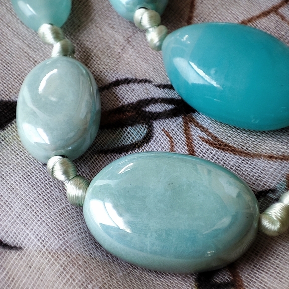 LC Liz Claiborne Laura Conrad Signed Beaded 3 Strand Necklace Mint Satin Cord - Picture 9 of 14